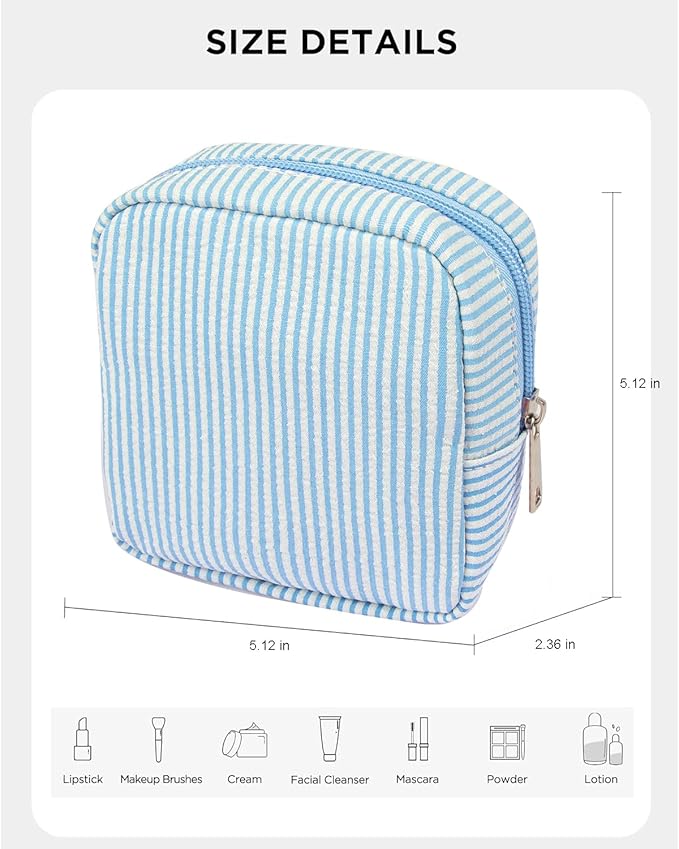 Small Makeup Bag, Mini Makeup Pouches for Purse Cute Cosmetics Bag Pouch with Slip-in Pockets Small Travel Toiletry Bag Makeup Storage Bag Lipstick Organizer Purse Essentials