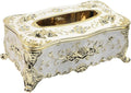 Geesatis Tissue Box Cover Tissue Box Holder Facial Tissue Paper Organizer Luxury Facial Napkin Holder for Home, Gold, 1 Pcs