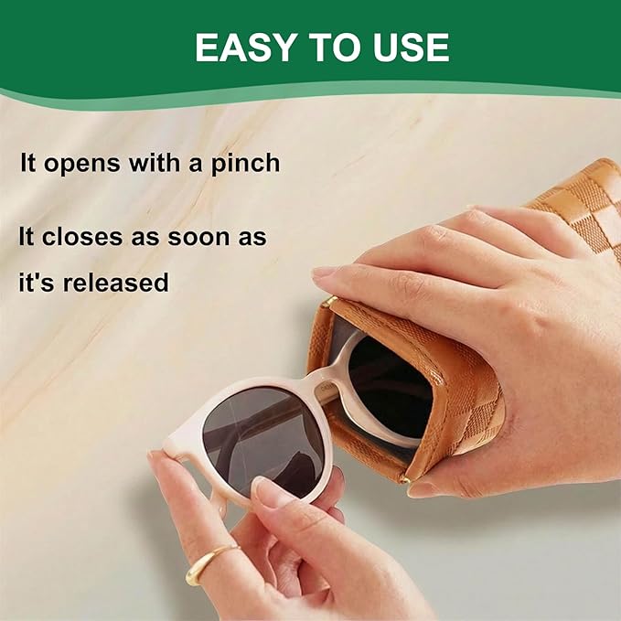 2Pcs Small Makeup Bag for Purse, Mini Checkered Leather Purse Pouches for Purse Small Makeup Pouch Small Coin Purse Organizer Pouches, Portable No Zipper Pocket Cosmetic Bag for Women (Brown)