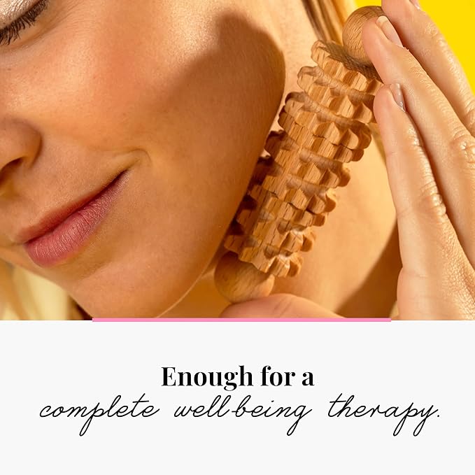 tuuli Body and Face Roller, Multi-Functional Wooden Massage Roller, Helps Ease Muscle Tension and Support Skin Health, Natural Face Massage Tools, Set of 2 (2 Piece Set)