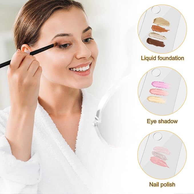 Acrylic Cosmetic Makeup Palette, Makeup Mixing Tray with Makeup Spatula Metal Mirror for Beauty Salon Color Cream Liquid Foundation Mixing Palette (4 Pcs Transparent palettes)