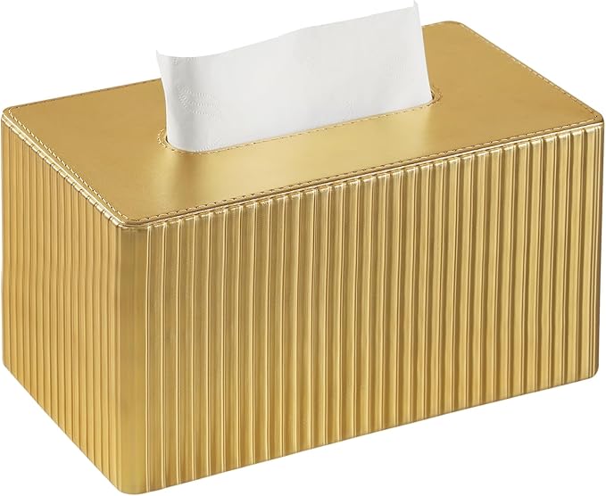 PU Leather Tissue Box Cover, Rectangle Tissue Box Holder with Magnetic Closure, Decorative Tissue Holder for Bathroom Bedroom Office (Rectangle for 180 to 230 Count Tissues)