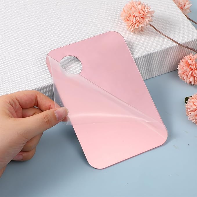 2 Pcs Foundation Palette, Makeup Mixing Palette, Makeup Mixing Tray Makeup Palette with 2 Makeup Spatula, Acrylic Cosmetic Palette for Eye Shadow Lipsticks Nail Art Beauty Salon (Pink)