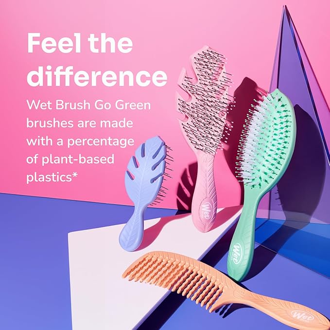 Wet Brush Go Green Mini Detangler, Grey - Detangling Travel Hair Brush - Ultra-Soft IntelliFlex Bristles Glide Through Tangles & Gently Loosens Knots While Minimizing Pain, Split Ends & Breakage