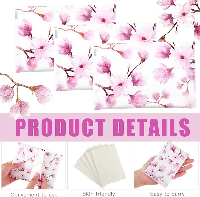 Geyee 50 Packs Tissue Travel Size Facial Paper Napkins Travel Packs Disposable Pocket Tissues for Wedding Guest Traveling School Purse Home Supplies, 500 Sheets 3 Ply(Pink Magnolia)