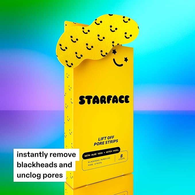 Starface World Lift Off Pore Strips, Blackhead Remover, Deep Cleansing Nose Strip, Patches for Pores (8 count, Pack of 2)
