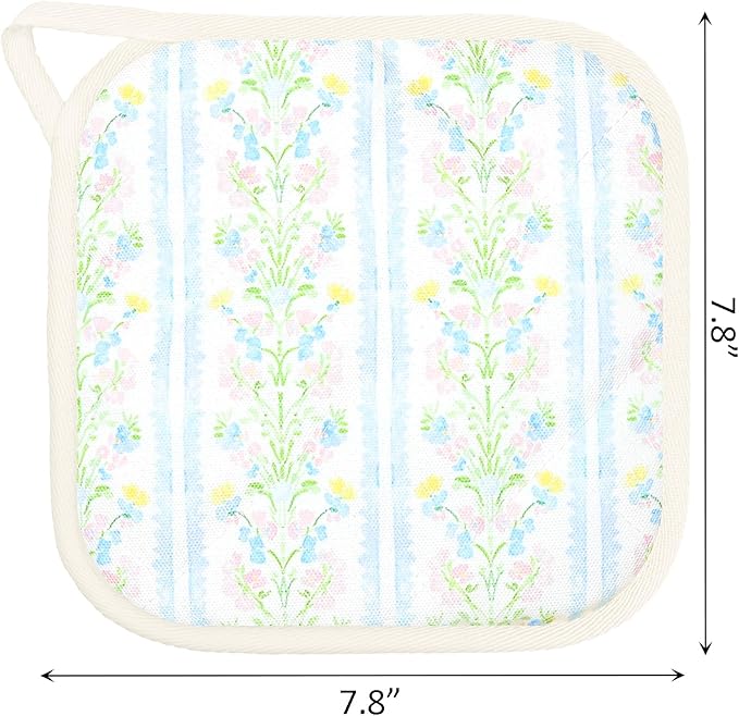 6 Pack Pot Holders 100% Cotton Heat Resistant Potholder, Machine Washable Pot Holder, Hot Pads, Table Pads for Cooking Baking (V)