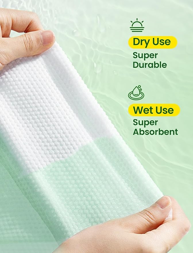 Elvira 200 Count (2 Pack) Disposable Face Towels, Biodegradable Skincare Facial Cleansing Towels, Ultra Soft & Thick Makeup Remover Dry Wipes, Lint-Free & Vegan for Sensitive Skin, Travel Essential
