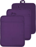 Oven Pot Holder with Pocket Cotton Heat Resistant Coaster Potholder Kitchen Hot Pad Oven Mitts for Cooking and Baking Square 7"x9" (Purple, Silicone)