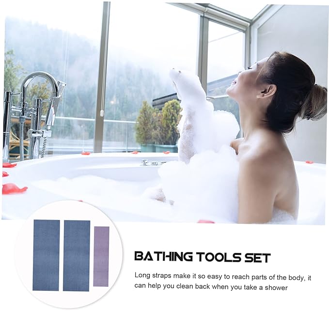 9pcs Comfortable Back Pulling Bath Towels Long Straps Shower Towels Fuzzy Hand Exfoliating Wash Massage