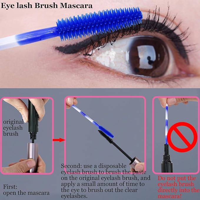BIHRTC 100PCS Mascara Wands Disposable Lip Applicators liner Brushes Makeup Tools Silicone Eyelash liner Brushes Lip Brushes for Women Girls Salon Beauty Cosmetic Make Up Tool