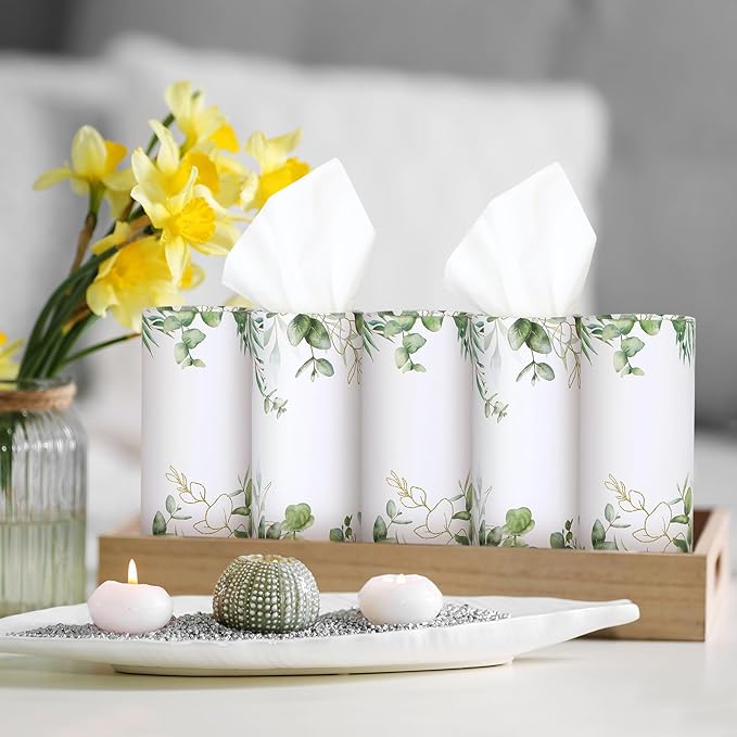 12 Pack Car Tissue Cylinder Holder Bulk with 3 Ply Facial Tissues, Round Napkin Holders for Car Cup Holder Cylinder Travel Paper Tubes Bulk Round Napkin Boxes Packs(Eucalyptus)