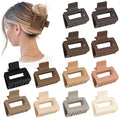 2 Inch Medium Hair Claw Clips 12 Pcs Square Hair Claw Clips for Thin Hair Matte Nonslip Acrylic Banana Jaw Clips Bulk Hair Accessories for women and Girls (Brown)