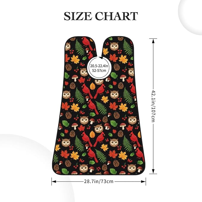 Non-Stick Beard Shaving Bib, Hair Catcher Apron with Suction Cups, Waterproof Grooming Tool for Men Husband, Christmas Red Birds Owl Autumn Fall Leaves Mushrooms Shave Bib