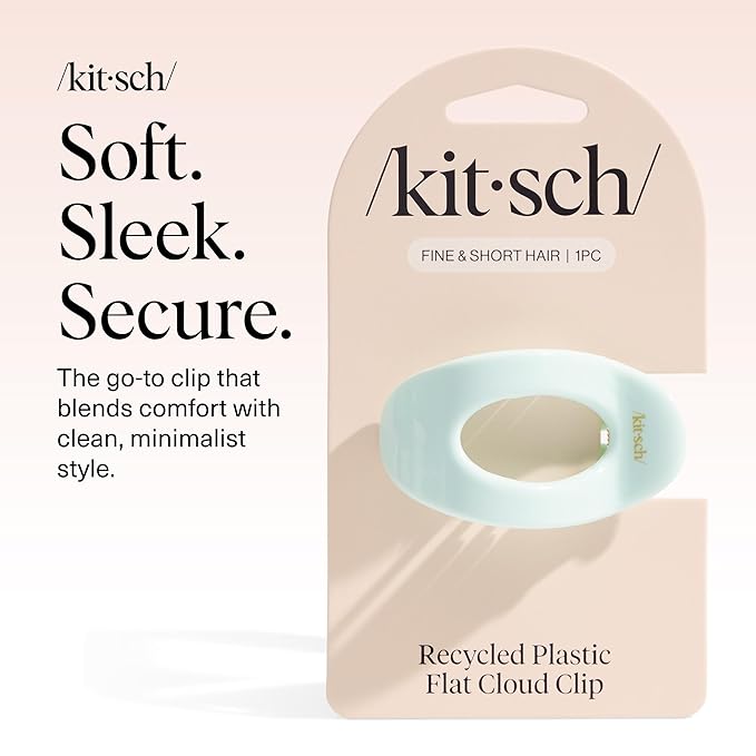 Kitsch Small Flat Claw Clips for Women - Stylish Flat Hair Clips, Strong Hold for Thick & Fine Hair | Non-Slip for Secure, Comfortable All-Day Wear | Ideal Gifts for Women - Sage Leaf