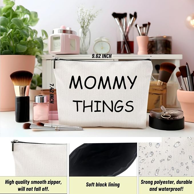 2PCS Mommy and Baby Makeup Bag-Travel Organizer for Mom and Baby Essentials,Cute Parent-Child Toiletry Bag,Canvas Zipper Organizer Bags for Diaper Bags Daily/Travel Use,New Mom Gifts