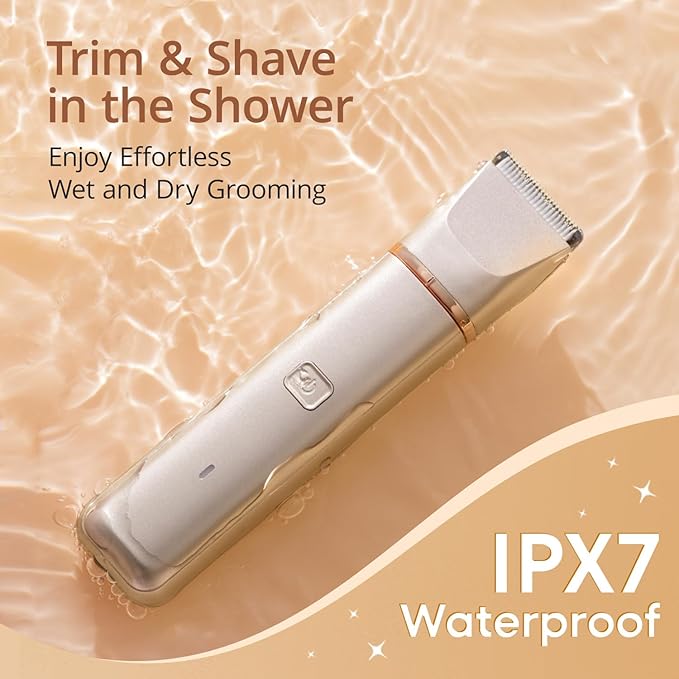 VG VOGCREST Bikini Trimmer for Women: 2-in-1 Rechargeable Painless Body Shaver - Portable Travel-Friendly Pubic Grooming Kit for Underarm Leg Arm