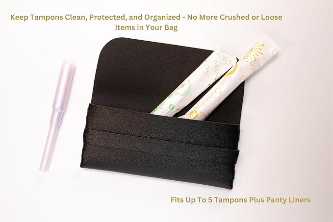 TAMPONCASE Travel Tampon Case, Compact and Discreet Tampon Organizer, Portable Storage Pouch for Feminine Hygeine Products, Ideal for Purse, Gym Bag, or Travel (Black)