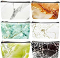 HappyDaily 6 Pack PU Leather Fashion Design Muliti-functional Bag Using as Makeup bag or Cosmetic Pouch or Travel Toiletry or Carrying Purse (Marble Pattern, Medium (5.3" x 8.6"))