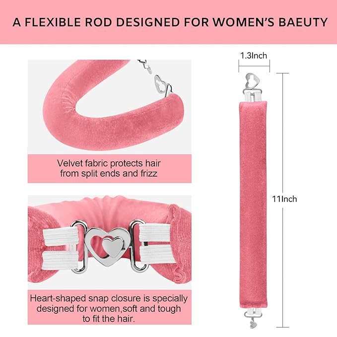 Heatless Curls Overnight Set - Jumbo Overnight Hair Curlers to Sleep In, Soft Velvet Hair Rollers for Women, No Damage Curls Styling Tools 4pcs