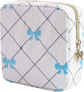 Period Bag for Women - Cute Corduroy Sanitary Napkin Storage Bag with Bow Design | Period Pouch for Daily Use, Travel | Discreet Menstrual Pouch | Pad Bags for Period Holds Pads, Tampons