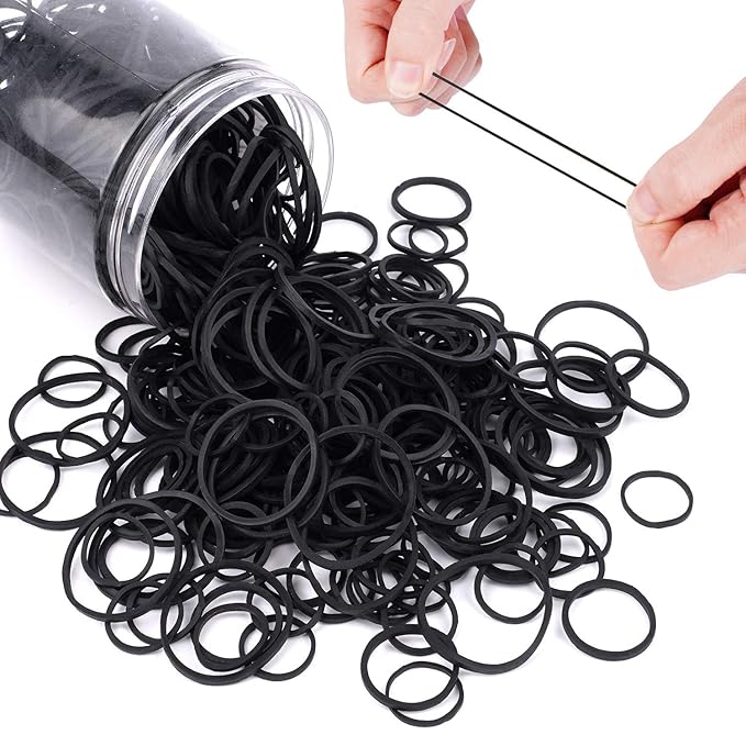 HOYOLS Assorted Size Small Rubber Bands for Black Elastics Hair Ties Braiding Ponytail Holders Mixed Size Mini Rubberbands for Baby Toddler Girls Kids Thick Hair No Damage 600pcs (MIX) Latex-Free