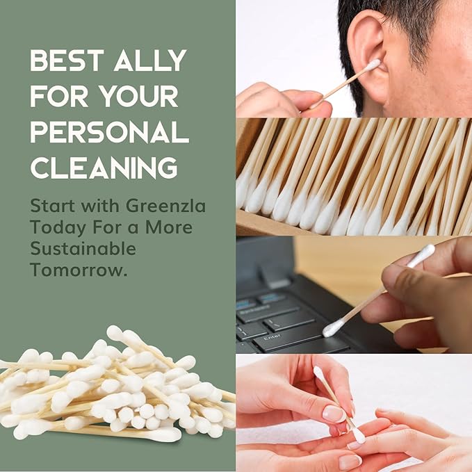 600 Pack Organic Cotton Swabs Natural Cotton Swabs for Ears Cruelty-Biodegradable All Natural Chlorine-Free & Comes with Eco Friendly Cotton Swab Holder