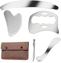 Stainless Steel Muscle Scraper Gua Sha Kit and Derma Edge Scraping Tools for Physical Therapy, Deep Tissue Guasha Massage Tool for Body and Face Relaxation (Brown-5pcs)
