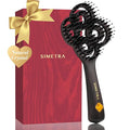 Simetra Detangler Hair Brush for Women and Men, Holiday Present - Original Detangling Brush for Curly Hair/Wet & Dry Hair, Natural Boar Bristles Hairbrush - Natural Crystal Inlay & 14K Gold Plating