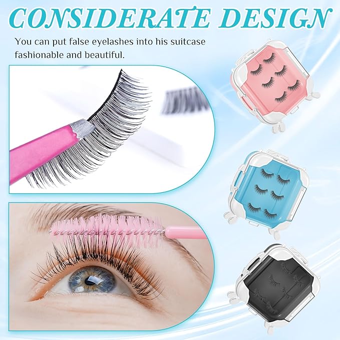 Honeydak 3 Pcs Mini Plastic Suitcase False Eyelashes Tray Luggage Trolley Candy Box Clear Suitcase Packaging Party Favor Box for Jewelry Cosmetic Hairpins Storage (Mixing Color,5.3 x 2 x 4.7 Inches)