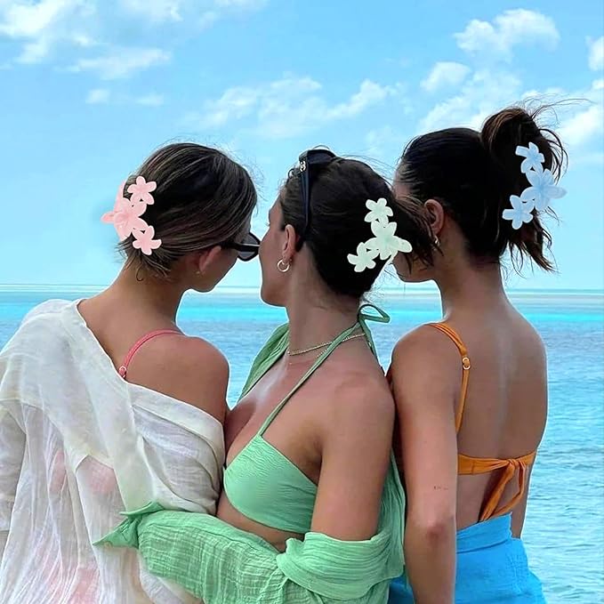 Flower Hair Clips for Women Flower Claw Clips Non-slip Cute Hair Claws Floral Neutral Colors Hair Accessories for Women Girls