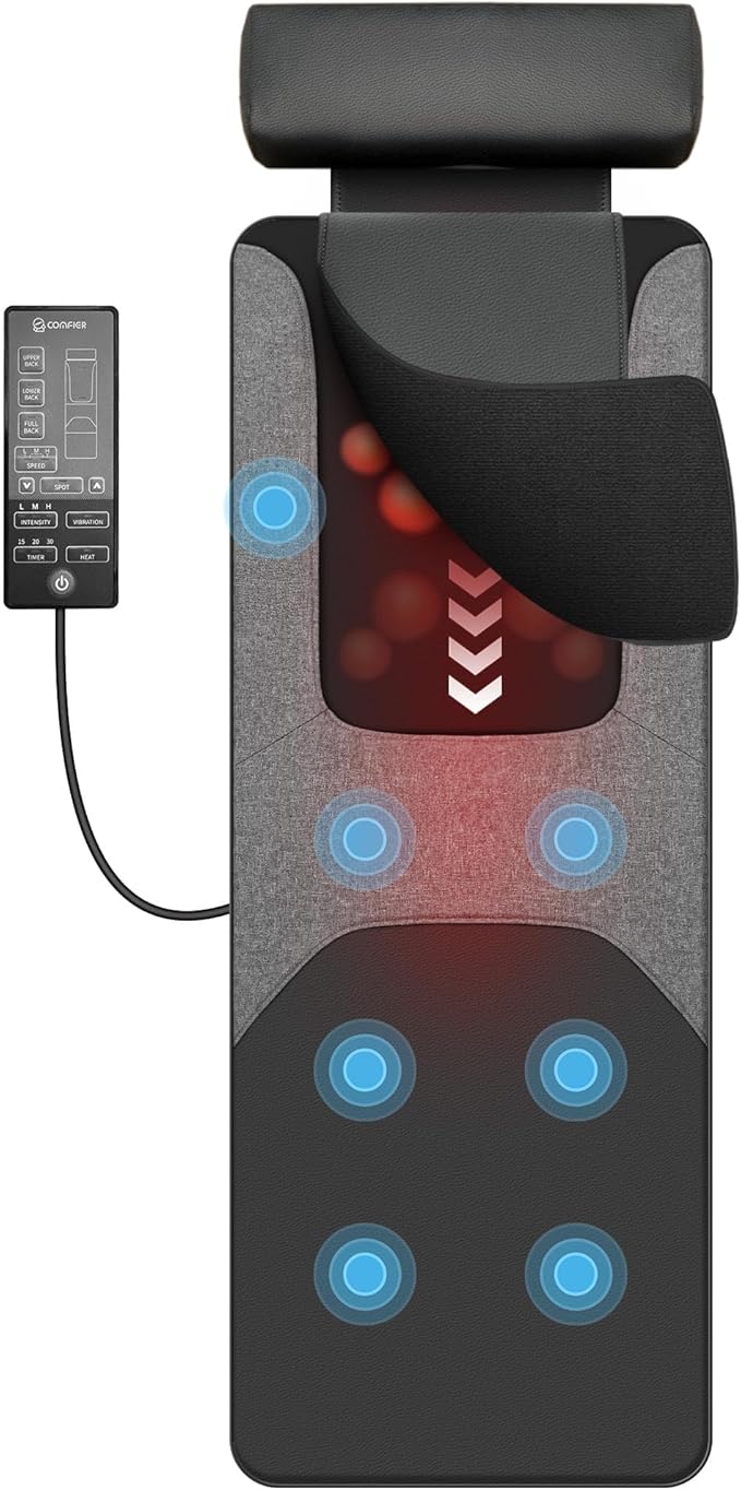 COMFIER HSA Eligible Shiatsu Full Body Massage Mat with Heat, FSA Back Massage Pad for Pain Relief Deep Tissue Kneading & Vibration Heating Chair Massager for Recliner, Sofa, Bed, Gifts for Men Women