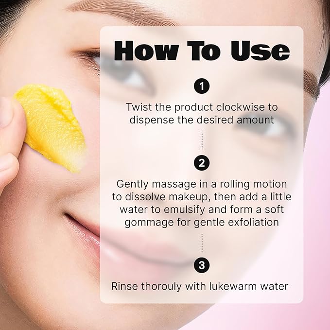 LALARECIPE Yuzu Vitamin C 3-in-1 Gommage Cleansing Balm, Korean Makeup Remover with AHA for Blackheads & Exfoliation, Vegan Facial Cleanser for All Skin Types (1.69 Fl Oz / 50ml)