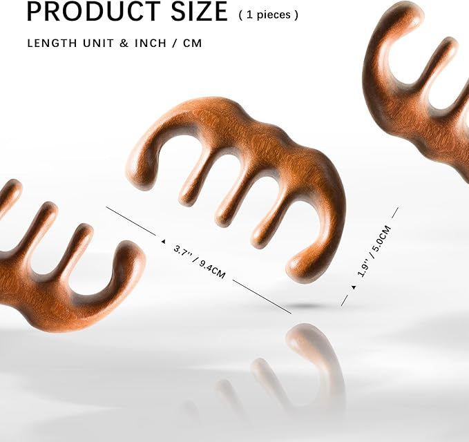 Wooden Comb, Head Massager Scalp Tool with Anti-Static Sandalwood Design, Scalp Massager for Hair Growth，Relaxing Hair Massager Scalp & Wide Tooth Comb for Detangling and Stress Relief