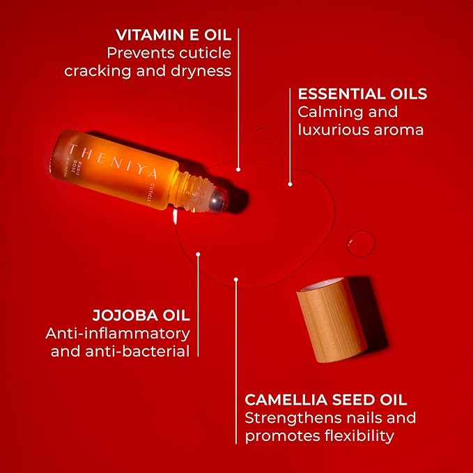 Cuticle Oil for Nail Strengthening and Growth – Hydrating, Vegan, Organic Formula with Jojoba & Vitamin E | 3 Signature Fragrances | 5mL Roll-On (0.17 Fl Oz, Rose Fragrance)