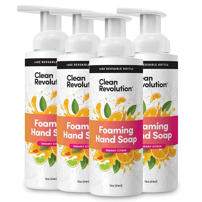 Clean Revolution Foaming Hand Soap. Ready to Use Formula. Dreamy Citrus. 14 oz, Pack of 4