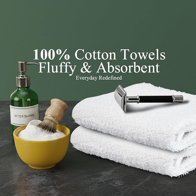 Hand Towels (Pack of 40) - White Economy Salon & Spa Towels - 100% Cotton, Highly Absorbable, 16 x 27 Inches