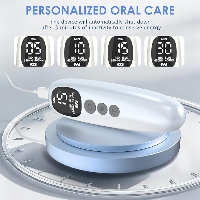 Red Light Therapy for Gums, 18 Red&Blue LED Light for Keeping Oral Health, Suitable for Toothache Relief, Bleeding Gums, Whitens Teeth- with Storage Case