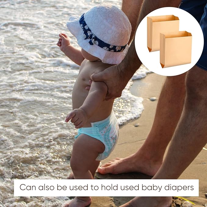 Waxed Kraft Feminine Hygiene Liner Bag, Business Restroom Bathroom Personal Dispensers 7.5 x 10" Waste Receptacle Paper Liners, Sanitary Napkin Disposal Bags, Kraft Bag (50 Pcs)