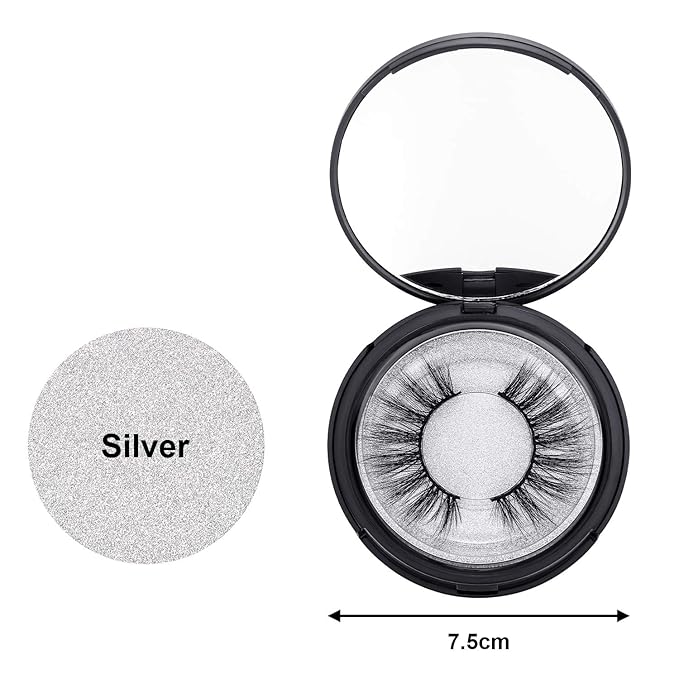 Maitys 6 Pcs Eyelash Packaging Circle Box with Mirror, Eyelash Storage Box Empty Lash Case with Lash Holder for Women(Matte Black)