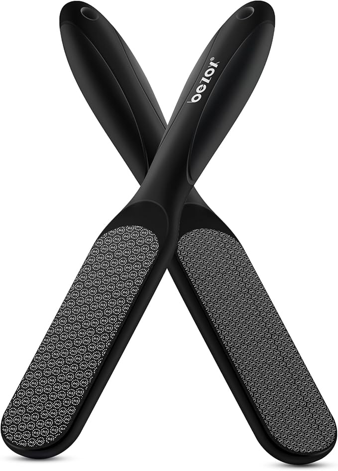 BEZOX Double-Sided Glass Foot File Callus Remover(1 PCS), Foot Scrubber for Dead Skin, Smooth Feet Pedicure Tools for Feet, Pumice Stone for Feet, Heel Scraper for Cracked Heels - Black