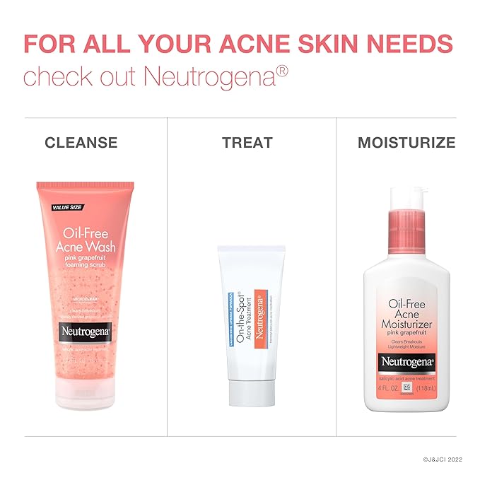 Neutrogena Oil-Free Acne Face Wash Pink Grapefruit Foaming Scrub - Facial Cleanser with Salicylic Acid for Clear Skin, Exfoliating Acne Treatment for Oily Face, 6.7 fl. oz., 3-Pack
