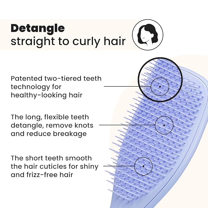 Tangle Teezer Ultimate Detangler Brush for Wet & Dry Hair, Eliminates Knots & Reduces Breakage for Straight to Wavy Hair Types, Sweet Lavender