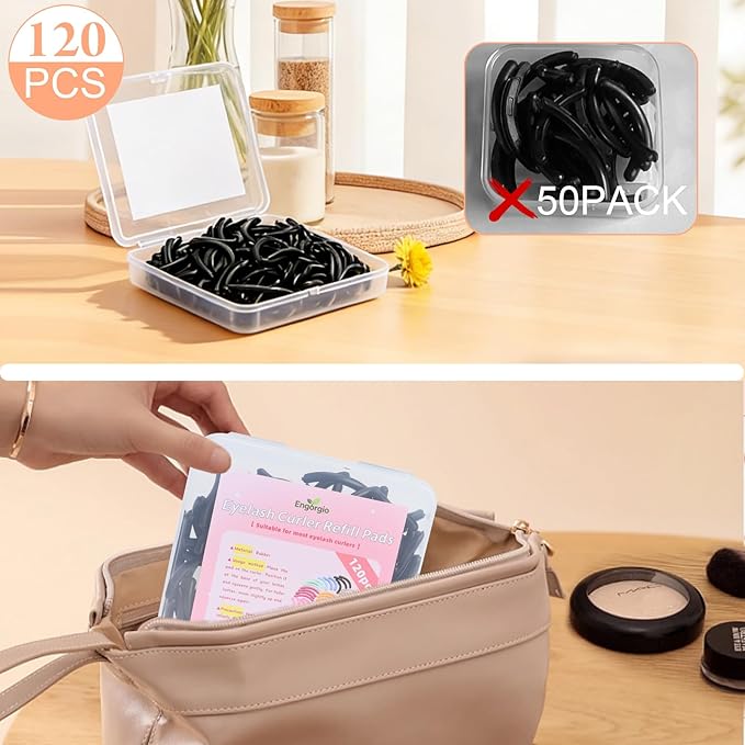 120Pack Fit for Shiseido and for Shu uemura Eyelash Curler Refill Pads,High Elasticity Silicone Replacement Pad,Use with Eye Lash Curler，Easy to Replace (Black).