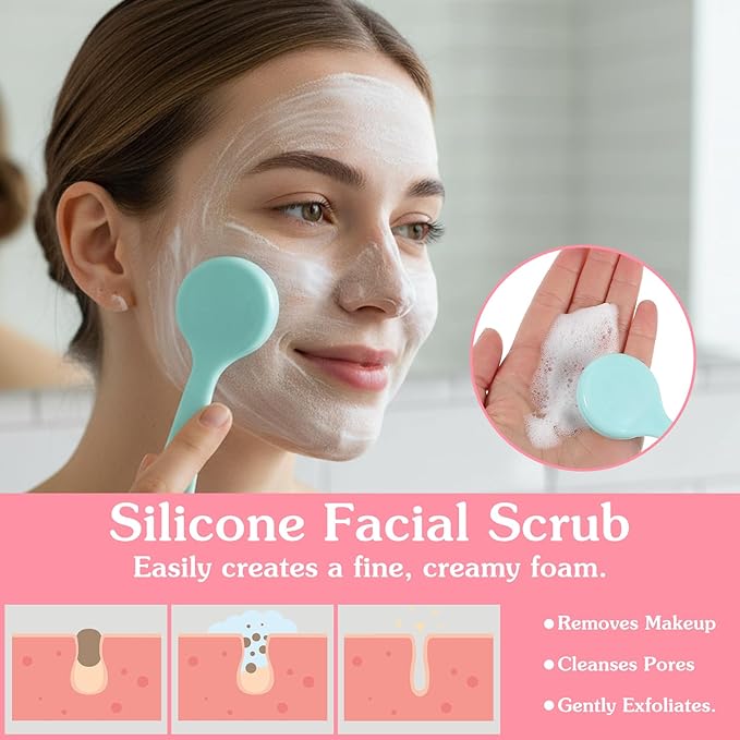 4 Pcs Silicone Face Brush Manual Facial Cleansing Brush, Soft Face Scrubber Waterproof Exfoliating Brushes, Silicone Cleaning Scrubber Exfoliator Cleanser for Women Blackheads Makeup Residues Removal