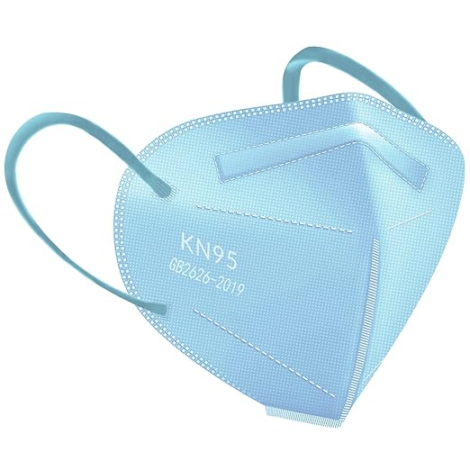 HUHETA KN95 Face Mask 60 PCs, 5-Ply Safety Masks for Men & Women, Filter Efficiency Over 95% Individually Wrapped (Blue Mask)