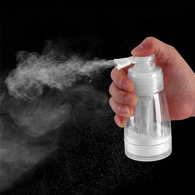 Aethland Powder Spray Bottle for Dry Shampoo, 2pcs Talc and Powder Applying Bottle, Refillable Hair Fiber Applicator for Hair Salon, Cleaning, Plants, Misting & Skin Care (180ml+180ml)