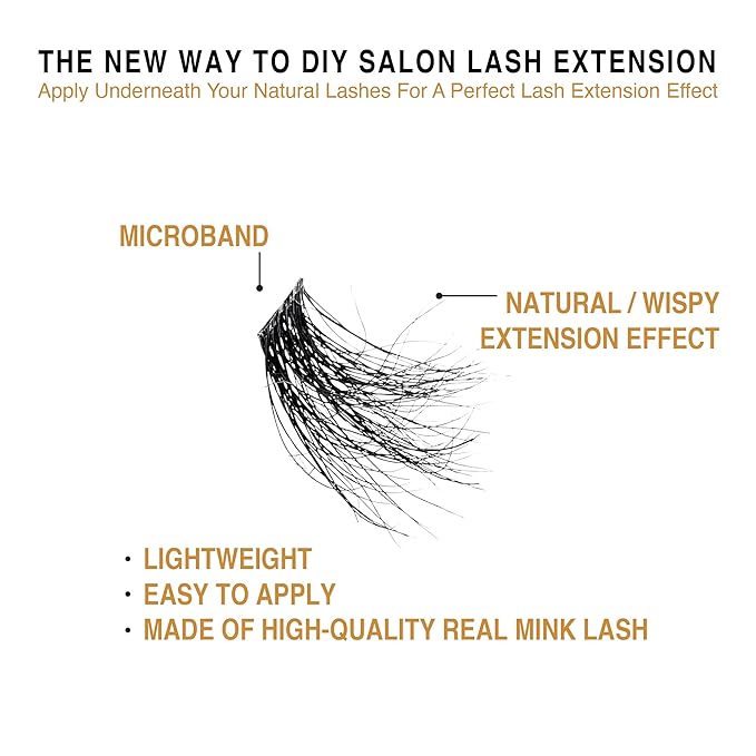 i•ENVY Extended Real Mink Lash Clusters Lashes DIY Salon Lash Extension Apply Underneath Natural Lashes for Perfect Lash Extension Effect, False Eyelashes Reusable