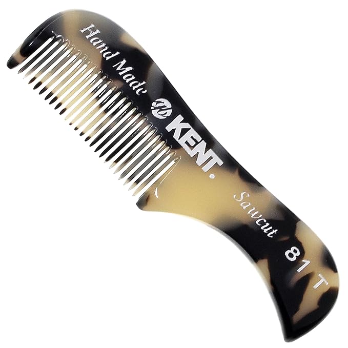 Kent A 81T TW X-Small Men's Beard Mustache Pocket Comb, Fine Toothed Pocket for Facial Hair Grooming and Styling. Hand-Made of Quality Cellulose Acetate, Saw-cut Hand Polished. Made in England