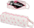 Hair Tools Organizer Bag with Bow Pattern for Curling Irons, Flat Irons, Hair Dryers and Styling Tools, Portable Pink Travel Case, Haircare Accessories Travel Essentials(14" x 3.1" x 4.9")